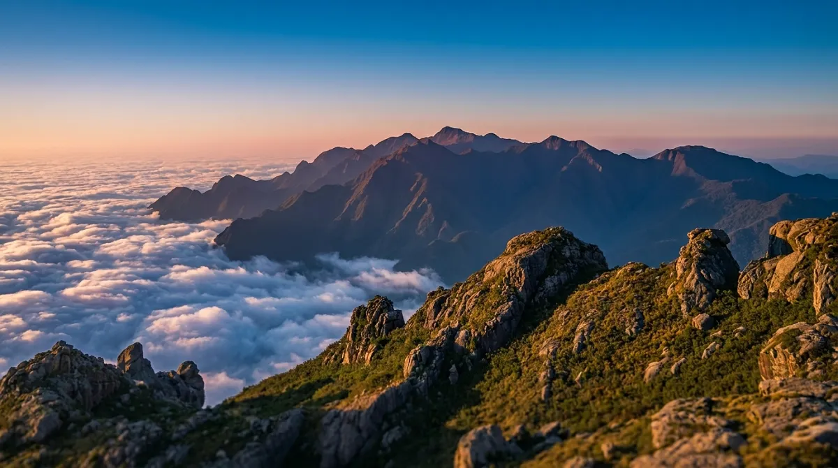 Campos de altitude e formações rochosas na parte alta do Parque Nacional do Itatiaia