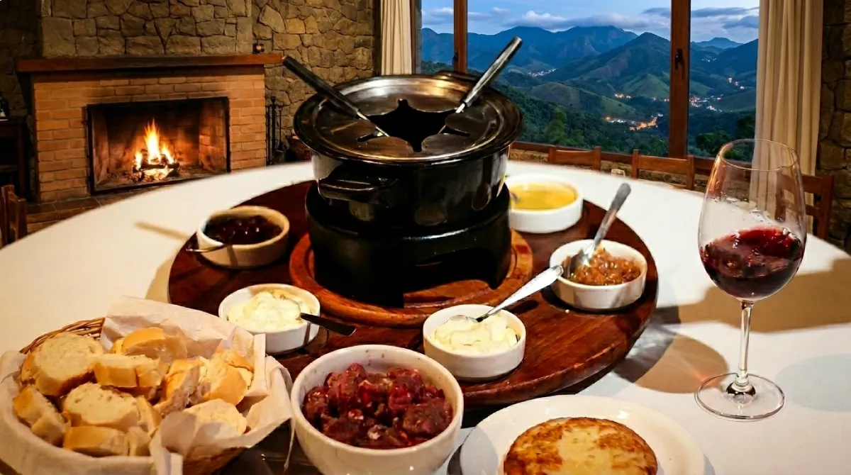 Jantar de fondue em Penedo, programa central do fim de semana