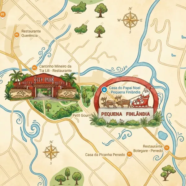 Localização do City Park Hotel no centro de Penedo
